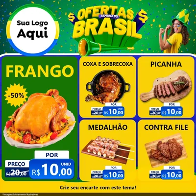 Modelo de Rede Social para Feed Facebook com o tema Ofertas Semana do Brasil para Assados
