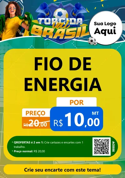 Modelo de Cartaz para Cartaz A4 Vertical com o tema Torcida Vai Brasil - Copa para Materiais Elétricos