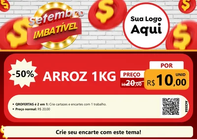 Modelo de Cartaz para Cartaz A4 Horizontal com o tema Setembro Imbatível para Supermercado