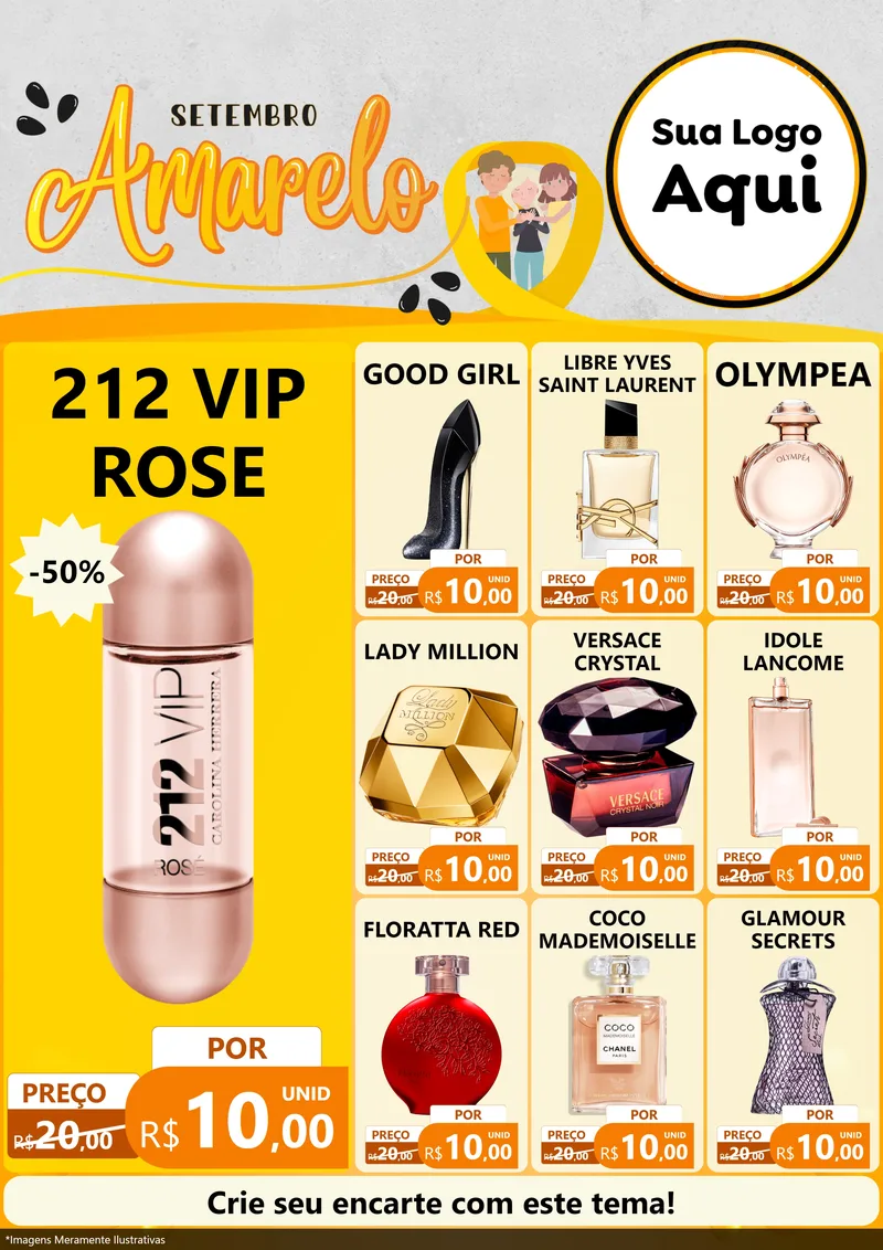 Modelo de Encarte para Encarte A4 Vertical com o tema Setembro Amarelo para Perfumes