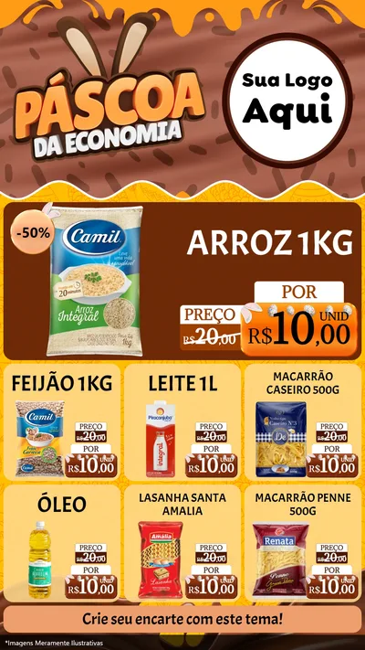 Modelo de Rede Social para Stories com o tema Páscoa da Economia para Supermercado