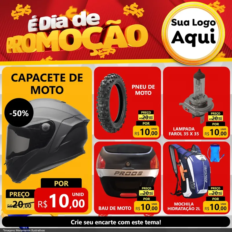 Modelo de Rede Social para Feed Facebook com o tema É Dia De Promoção para Moto peças