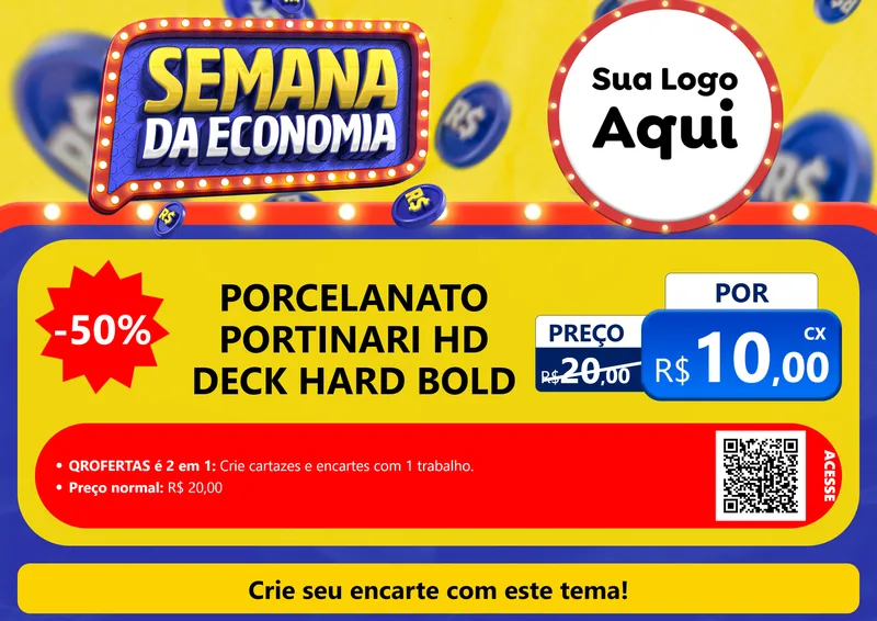 Modelo de Cartaz para Cartaz A4 Horizontal com o tema Semana da Economia para Pisos e revestimentos