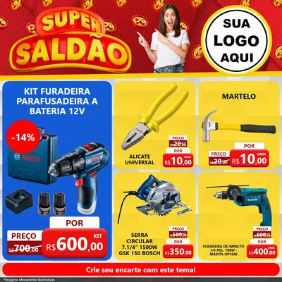 Modelo de Rede Social para Feed Facebook com o tema Super Saldão para Maquinas e Ferramentas