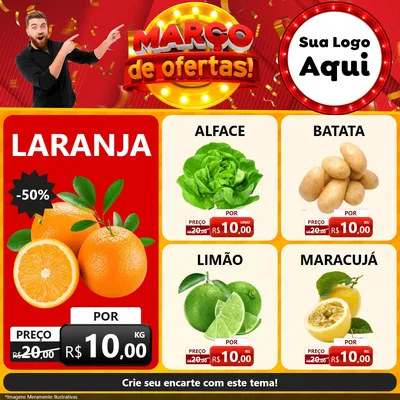 Modelo de Rede Social para Feed Facebook com o tema Março de Ofertas! para Hortifrúti