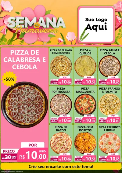 Modelo de Encarte para Encarte A4 Vertical com o tema Semana da Primavera para Pizzaria