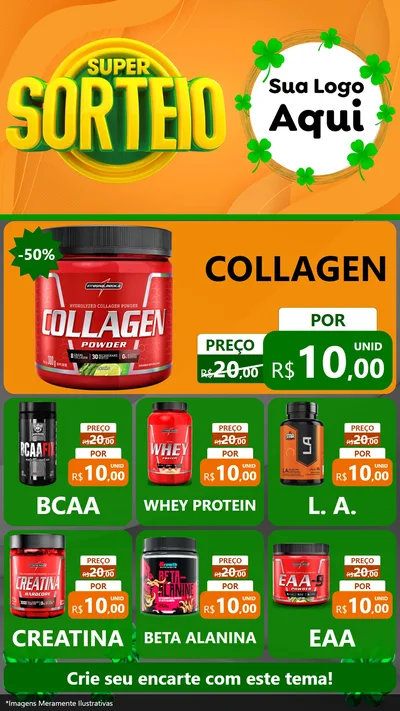 Modelo de Rede Social para Stories com o tema Super Sorteio para Suplementos alimentares