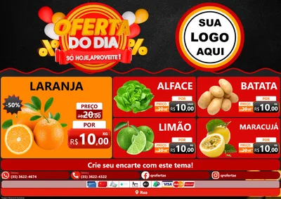 Modelo de Encarte para Encarte A4 Horizontal com o tema Oferta do Dia - Só hoje, Aproveite! para Hortifrúti