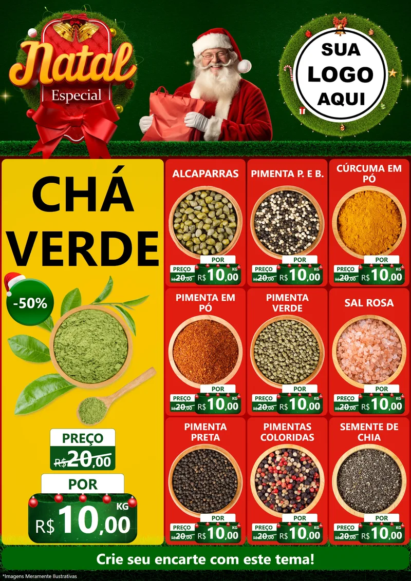 Modelo de Encarte para Encarte A4 Vertical com o tema Natal Especial para Produtos Naturais