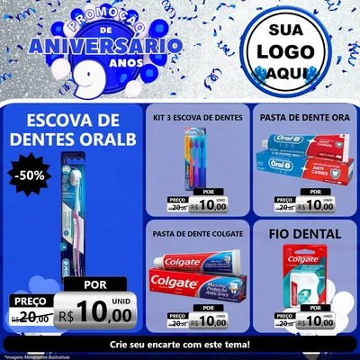 Modelo de Rede Social para Feed Facebook com o tema Promoção de Aniversário - 9 Anos para Higiene Pessoal