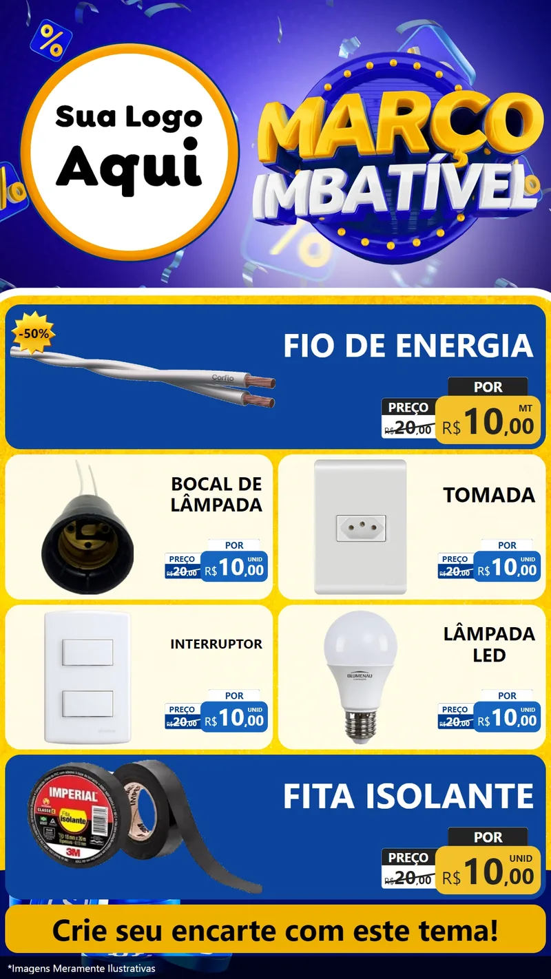 Modelo de TV para TV Vertical com o tema Março Imbatível para Materiais Elétricos
