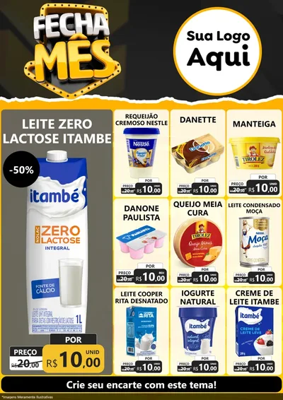 Modelo de Encarte para Encarte A4 Vertical com o tema Fecha Mês para Frios e Laticínios