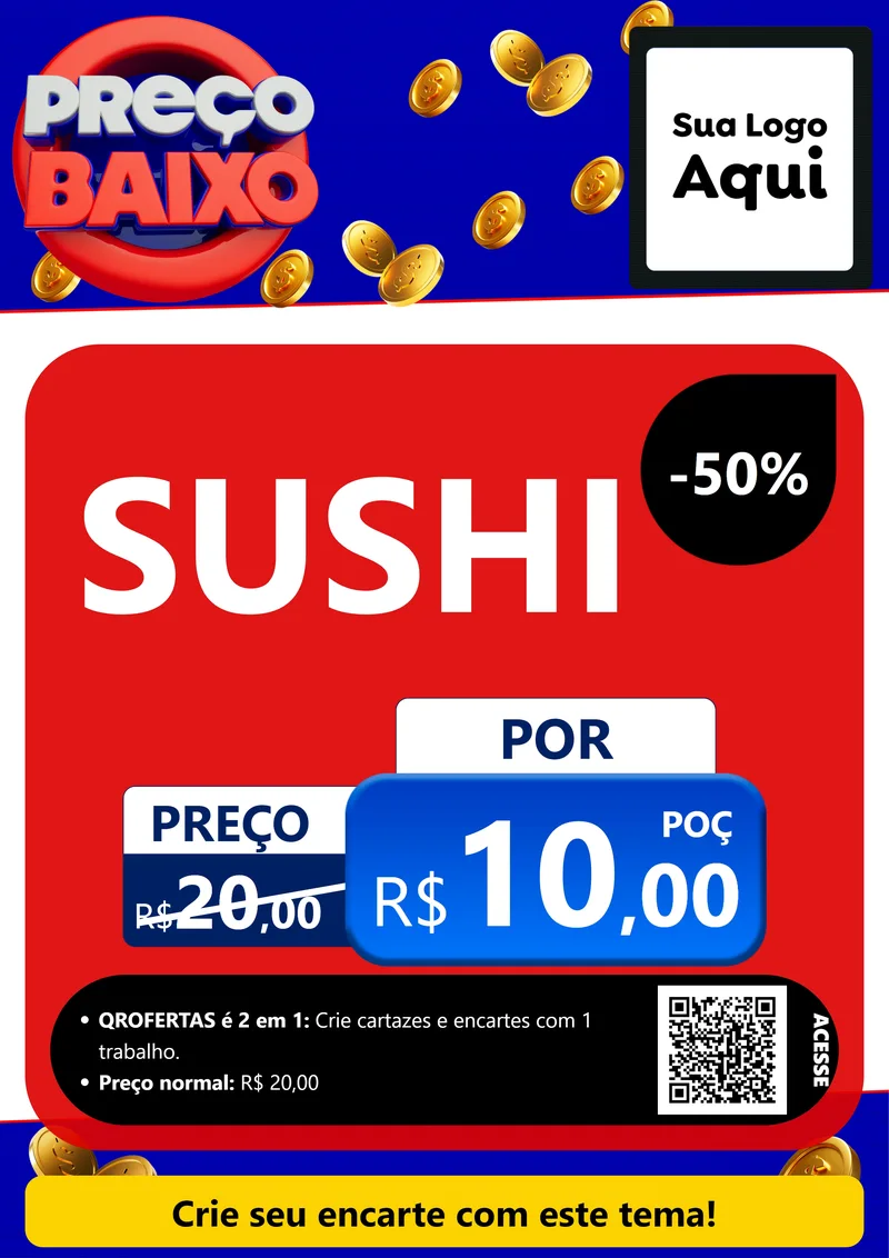 Modelo de Cartaz para Cartaz A4 Vertical com o tema Preço Baixo para Comida japonesa
