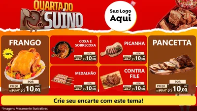Modelo de TV para TV Horizontal com o tema Quarta do Suíno para Assados