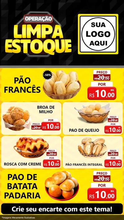 Modelo de TV para TV Vertical com o tema Operação Limpa Estoque para Padaria