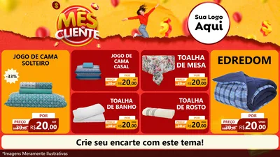 Modelo de TV para TV Horizontal com o tema Mês do Cliente para Cama, Mesa e Banho
