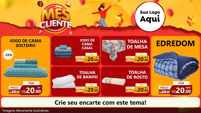 Modelo de TV para TV Horizontal com o tema Mês do Cliente para Cama, Mesa e Banho