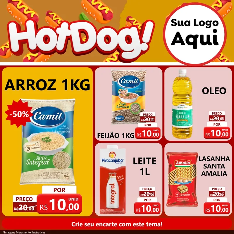 Modelo de Rede Social para Feed Facebook com o tema Hot Dog para Supermercado