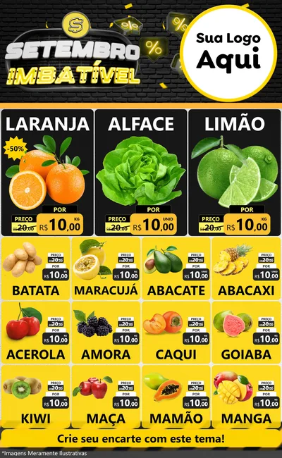 Modelo de Encarte para Encarte Grande com o tema Setembro Imbatível para Hortifrúti