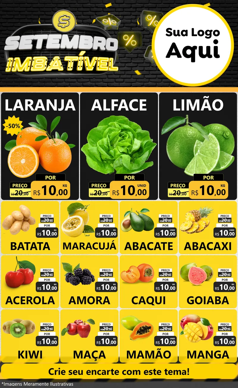 Modelo de Encarte para Encarte Grande com o tema Setembro Imbatível para Hortifrúti