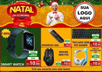Modelo de Encarte para Encarte A4 Horizontal com o tema Natal da Economia para Informática