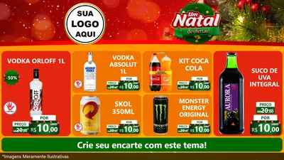 Modelo de TV para TV Horizontal com o tema Um Natal de Ofertas para Distribuidora de bebidas
