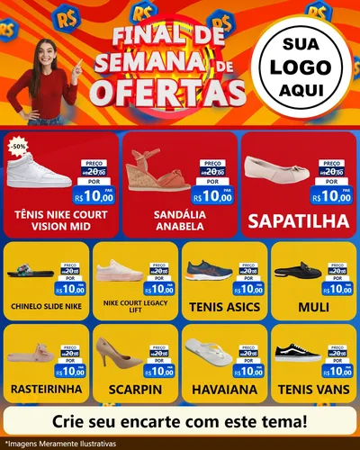 Modelo de Rede Social para Feed Instagram com o tema Final de Semana de Ofertas para Calçados
