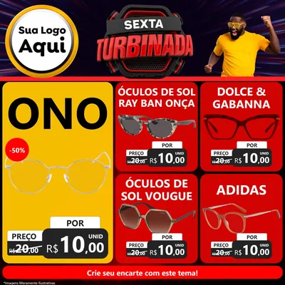 Modelo de Rede Social para Feed Facebook com o tema Sexta Turbinada para Óticas