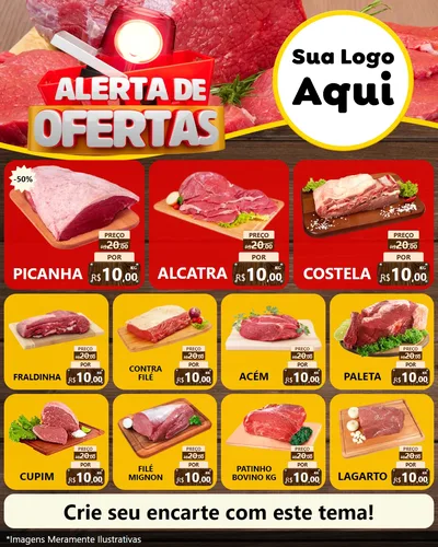Modelo de Rede Social para Feed Instagram com o tema Alerta de Ofertas para Açougue