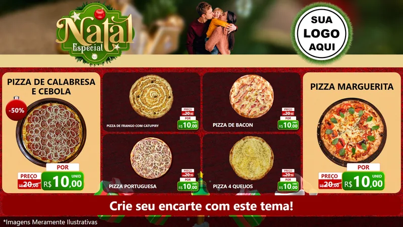 Modelo de TV para TV Horizontal com o tema Natal Especial para Pizzaria