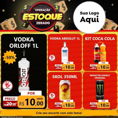 Modelo de Rede Social para Feed Facebook com o tema Operação Estoque Zerado para Distribuidora de bebidas