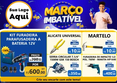 Modelo de Encarte para Encarte A4 Horizontal com o tema Março Imbatível para Maquinas e Ferramentas