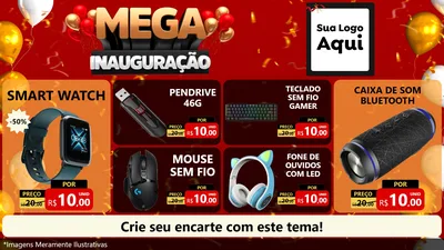 Modelo de TV para TV Horizontal com o tema Mega Inauguração para Informática