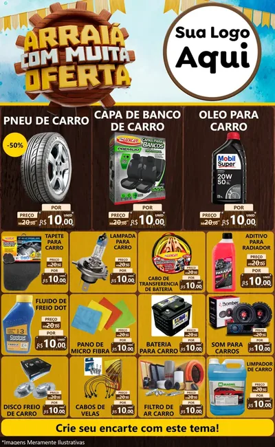 Modelo de Encarte para Encarte Grande com o tema Ofertas de São João - Junina para Auto peças