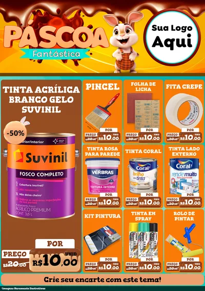 Modelo de Encarte para Encarte A4 Vertical com o tema Páscoa Fantástica para Tintas e Ferramentas