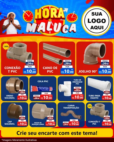 Modelo de Rede Social para Feed Instagram com o tema Hora Maluca para Tubos e conexões