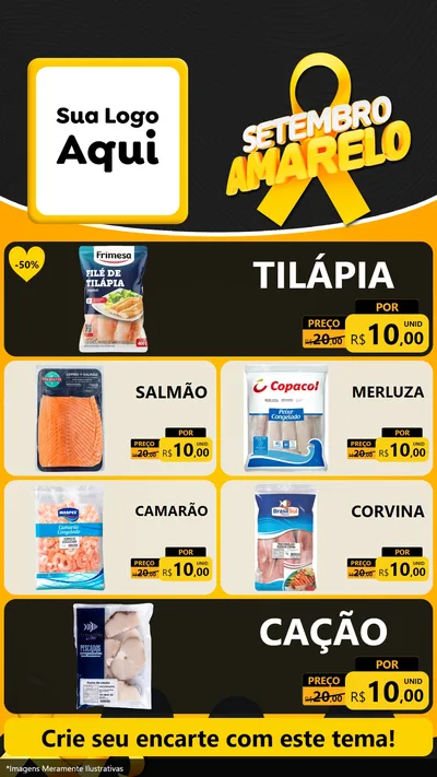 Modelo de TV para TV Vertical com o tema Setembro Amarelo para Peixaria