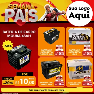 Modelo de Rede Social para Feed Facebook com o tema Semana Dos Pais para Baterias Elétricas