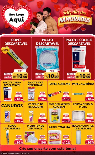 Modelo de Encarte para Encarte Grande com o tema Feliz Dia Dos Namorados para Embalagens