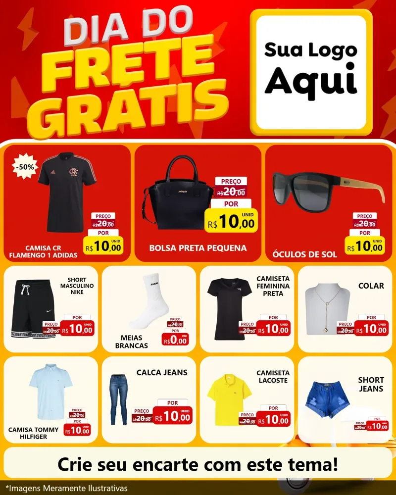 Modelo de Rede Social para Feed Instagram com o tema Dia do Frete Grátis para Roupas e acessórios