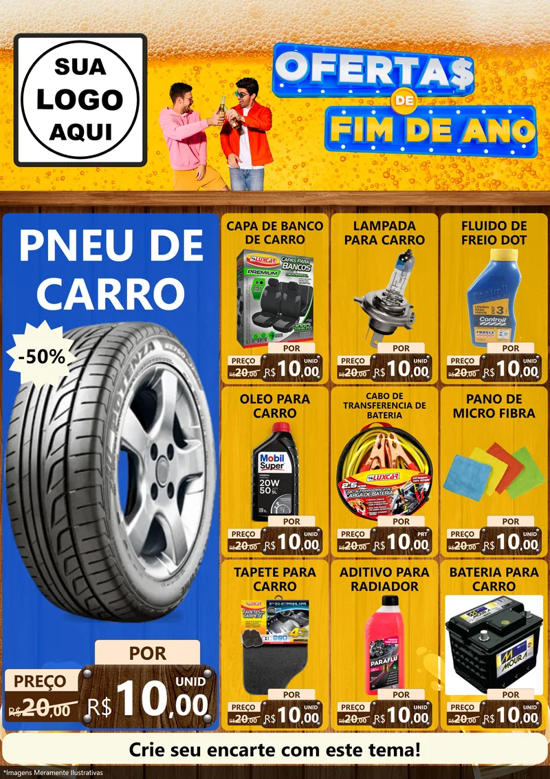 Modelo de Encarte para Encarte A4 Vertical com o tema Ofertas de Fim de Ano para Auto peças