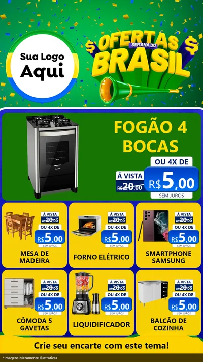 Modelo de Rede Social para Stories com o tema Ofertas Semana do Brasil para Móveis e Eletro