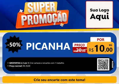 Modelo de Cartaz para Cartaz A4 Horizontal com o tema Super Promoção para Açougue