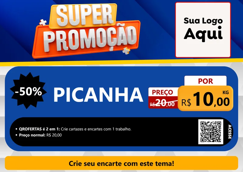 Modelo de Cartaz para Cartaz A4 Horizontal com o tema Super Promoção para Açougue