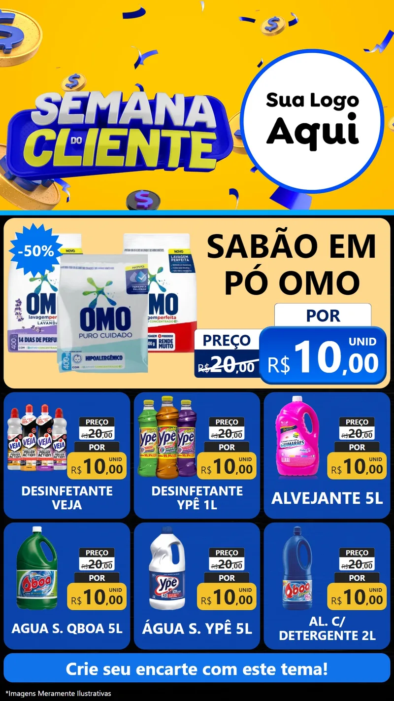 Modelo de Rede Social para Stories com o tema Semana do Cliente para Produtos de Limpeza