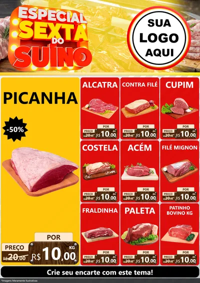 Modelo de Encarte para Encarte A4 Vertical com o tema Especial Sexta do Suíno para Açougue