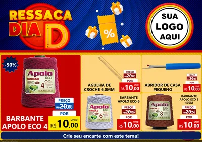 Modelo de Encarte para Encarte A4 Horizontal com o tema Ressaca Dia D para Armarinho e Aviamentos