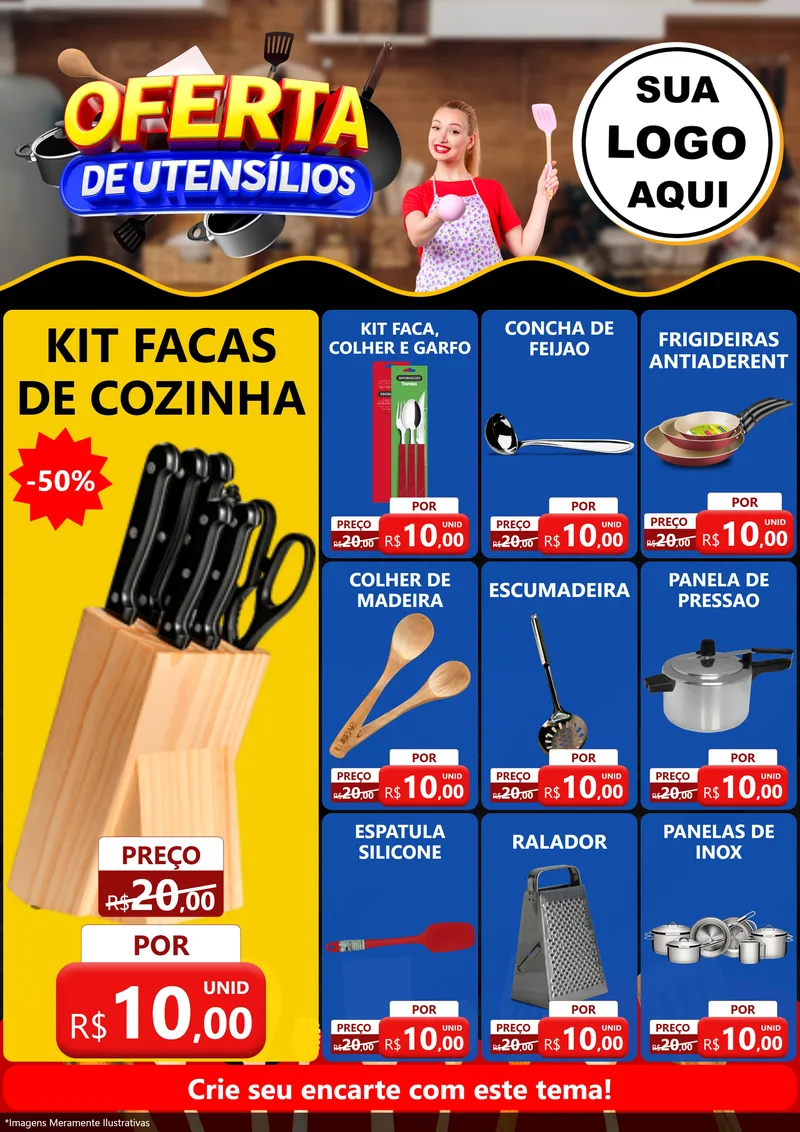 Modelo de Encarte para Encarte A4 Vertical com o tema Oferta de Utensílios para Utilidades Domésticas