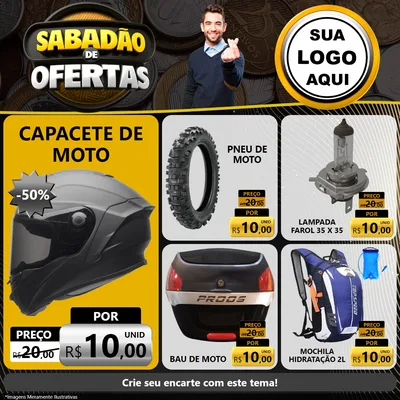 Modelo de Rede Social para Feed Facebook com o tema Sabadão de Ofertas para Moto peças