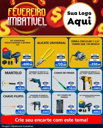 Modelo de Rede Social para Feed Instagram com o tema Fevereiro Imbatível para Maquinas e Ferramentas